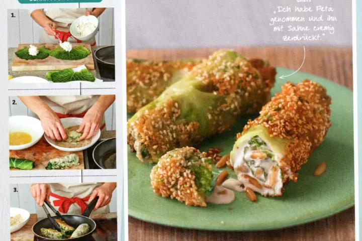Sesam-Wirsing-Päckchen mit Ziegenkäse – Bild 2